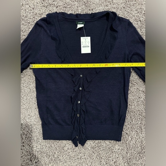 J CREW Womens Navy Linen V-Neck Sweater With Ruffles and Buttons - Picture 15 of 15